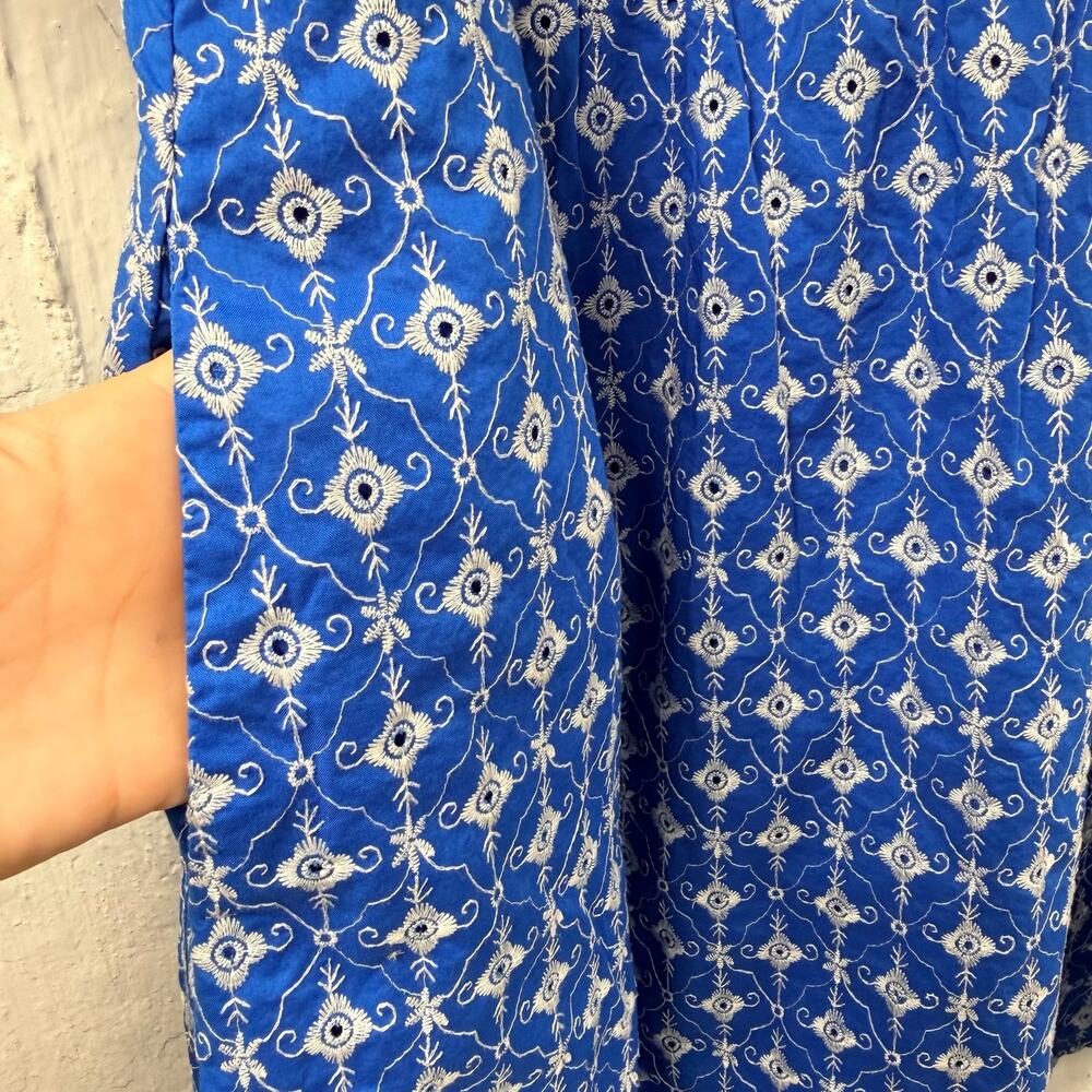 Rhode x Target Blue Embroidered Eyelet Dress Square Neck Puff Sleeve - Picture 5 of 10